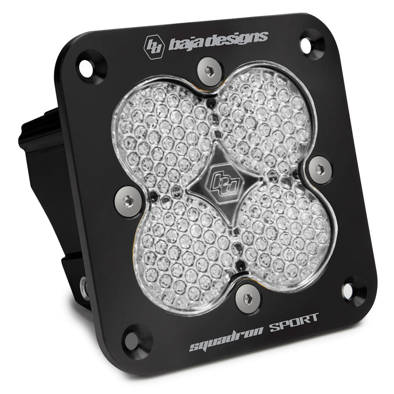 Flush Mount LED Light Pod Black Clear Lens Work/Scene Pattern Squadron Sport Baja Designs